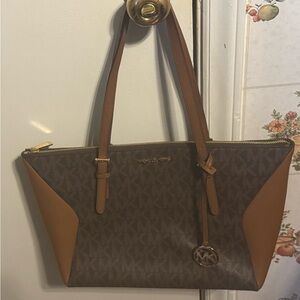 Michael Kors Brown and Tan Signature Tote
